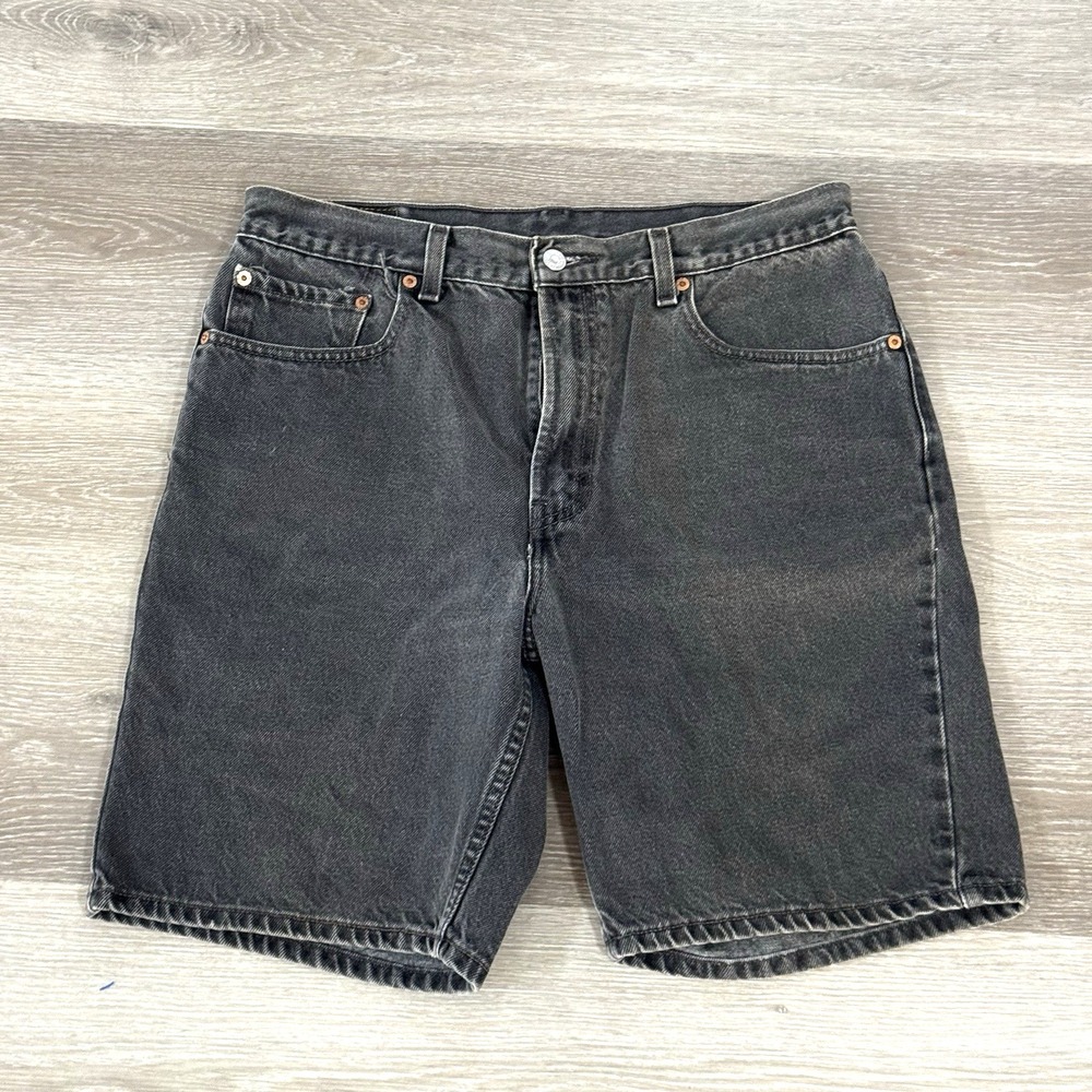 Vintage Y2K Levi's 505 Black Regular Fit Denim‎ Jean Shorts Men's 34x8